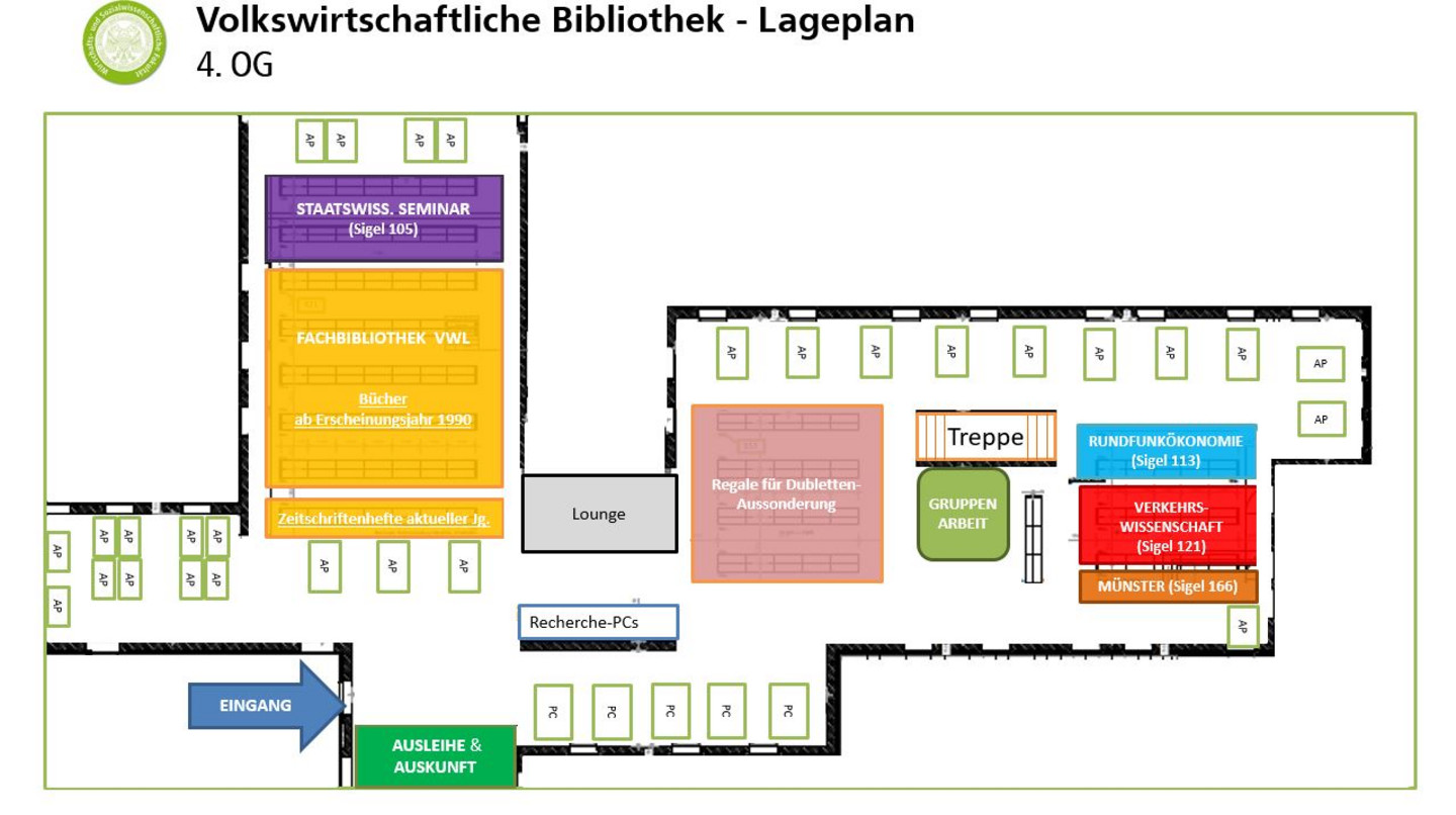 Lageplan VWL-Bibliothek 4. OG